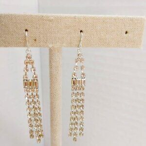 2/$30 Vintage Estate Art Deco Drop Earrings Rhinestone Dangle Silver Tone Bridal